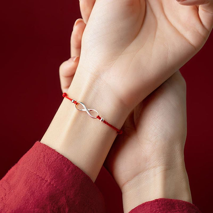 Bracelet de cheville en argent sterling 925 Buddha Stones et nœud sans fin, protection, chance, cordon rouge