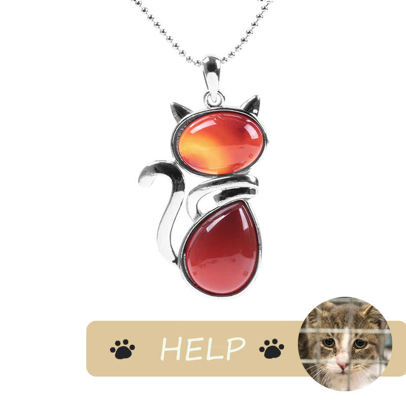 Collier avec pendentif en cristal naturel « Save A Cat » à motif de chat mignon pour protéger les chats - Agate rouge - image 13