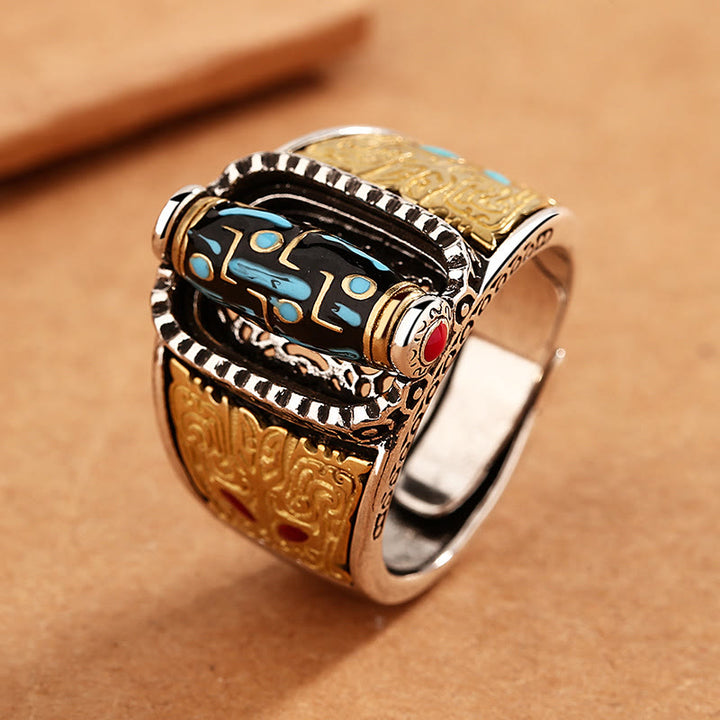 Bague rotative en Buddha Stones de Bouddha et bénédictions de richesse