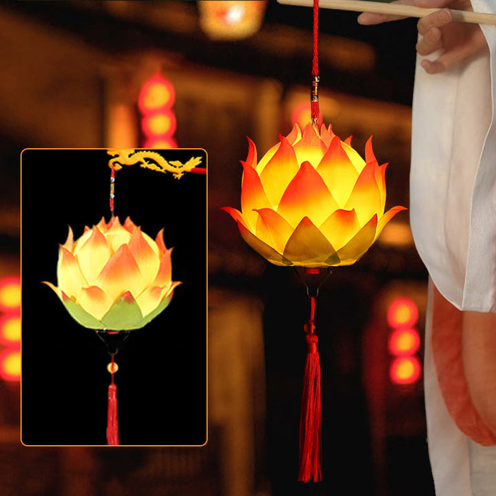 Lampe à pompon en forme de lanterne en forme de Buddha Stones et de fleur de lotus à faire soi-même
