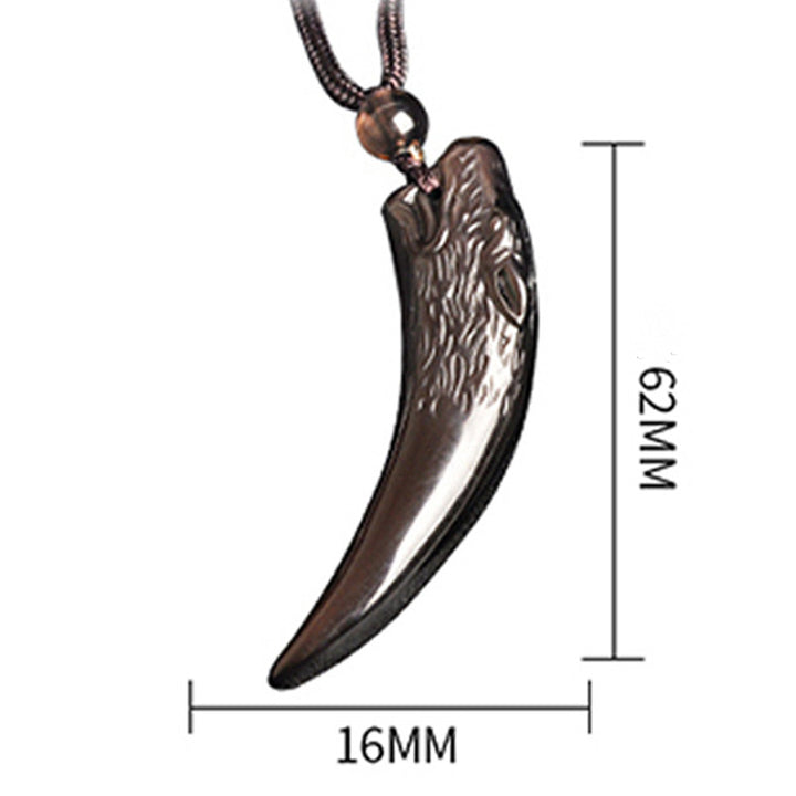 Buddha Stones Obsidienne noire naturelle Obsidienne de glace Obsidienne arc-en-ciel Motif dent de loup Collier force Pendentif