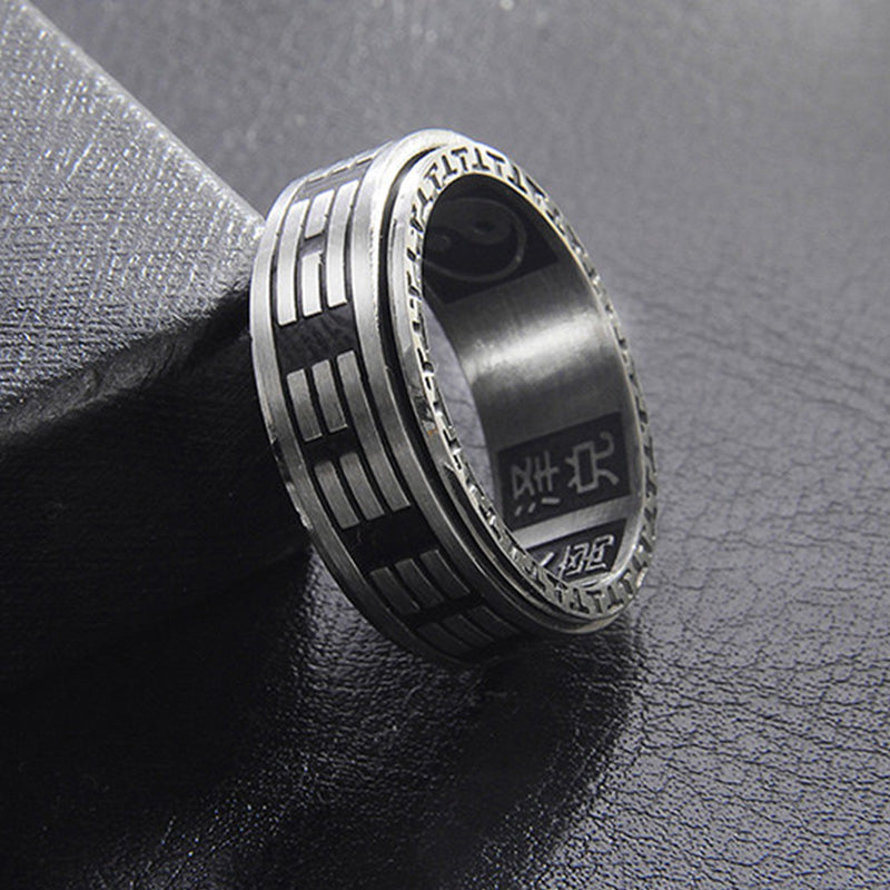 Buddha Stones Bagua Yin Yang titane acier Balance anneau rotatif