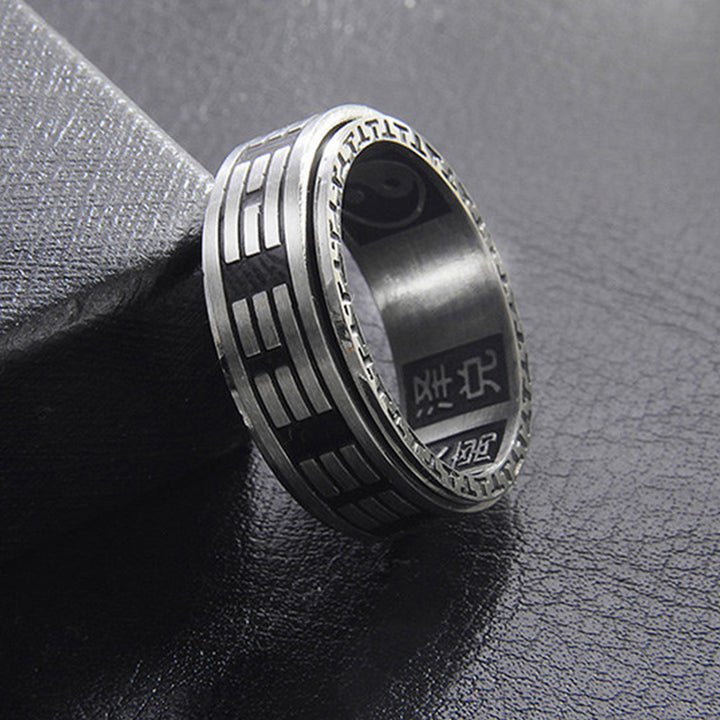 Buddha Stones Bagua Yin Yang titane acier Balance anneau rotatif