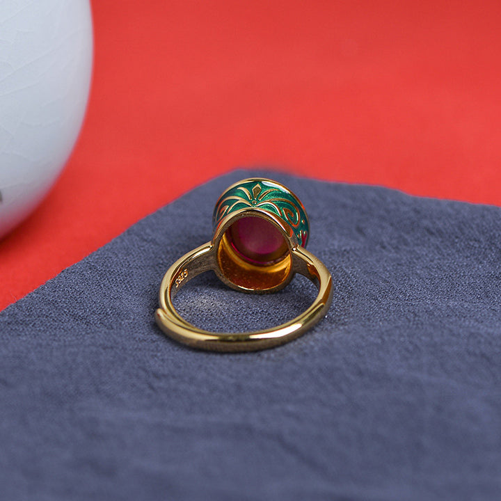 Bague courage en argent sterling 925 et corindon rouge Buddha Stones - image 12