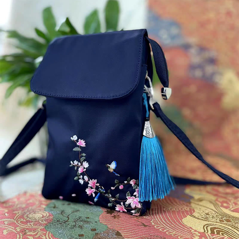 Sac à bandoulière en Buddha Stones imperméable brodé à la main avec fleurs de lotus - image 5
