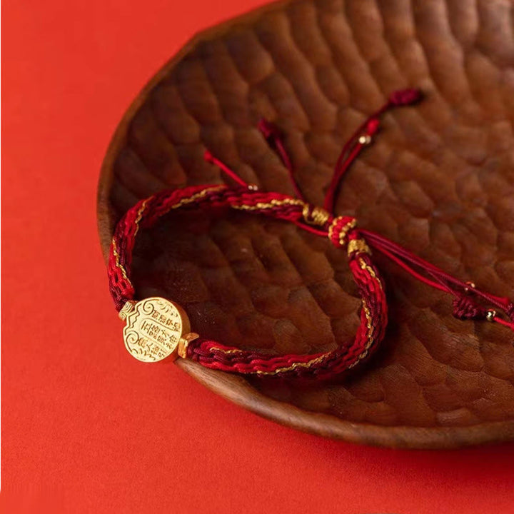 Bracelet tressé fait main en corde de protection avec nœud de réincarnation et Buddha Stones, cinq directions, dieux de la richesse