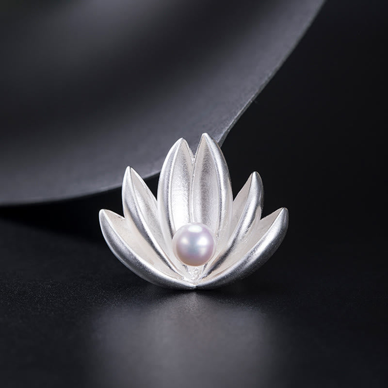 Buddha Stones Argent Sterling 925 Fleur de lotus Perle Nouveau départ Broche