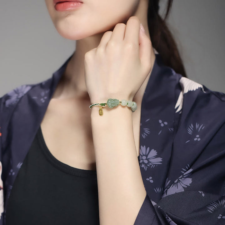 Bracelet en jade naturel Hetian PiXiu Luck Fu