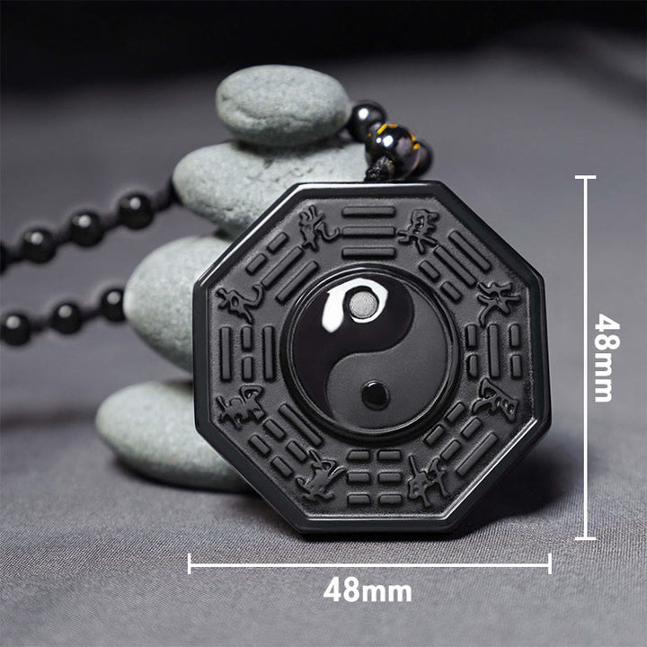 Collier pendentif Yin Yang en pierre d'obsidienne noire Buddha Stones - image 3