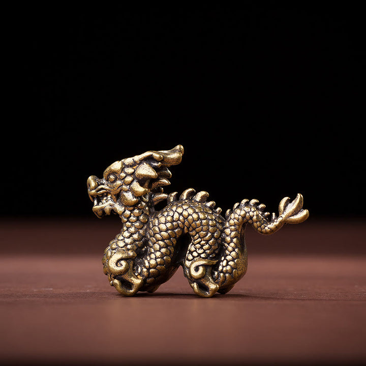 Buddha Stones Année du Dragon Petit Dragon en Laiton de Bon Augure Chance Succès Décoration de la Maison
