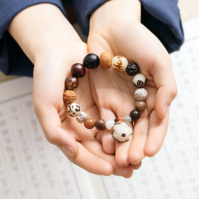 Bracelet Mala en Buddha Stones, graines de Bodhi, lotus, sagesse, paix