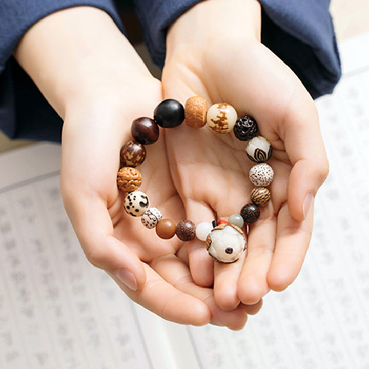 Bracelet Mala en Buddha Stones, graines de Bodhi, lotus, sagesse, paix