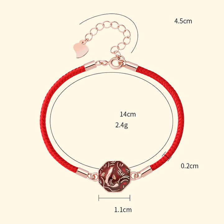 Bracelet tressé artisanal en argent sterling 925 Buddha Stones et poisson Koi porte-bonheur changeant de couleur