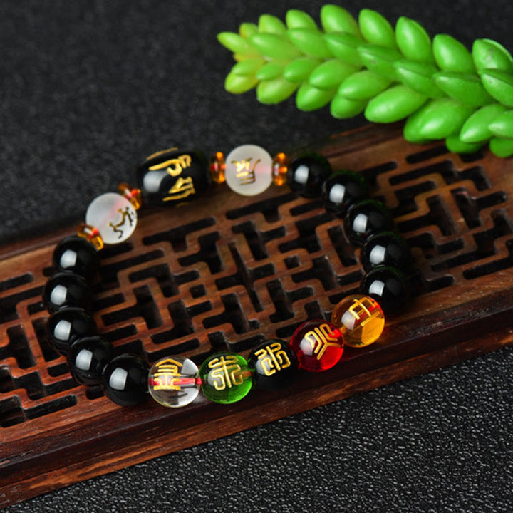 Bracelet porte-bonheur tibétain en onyx noir