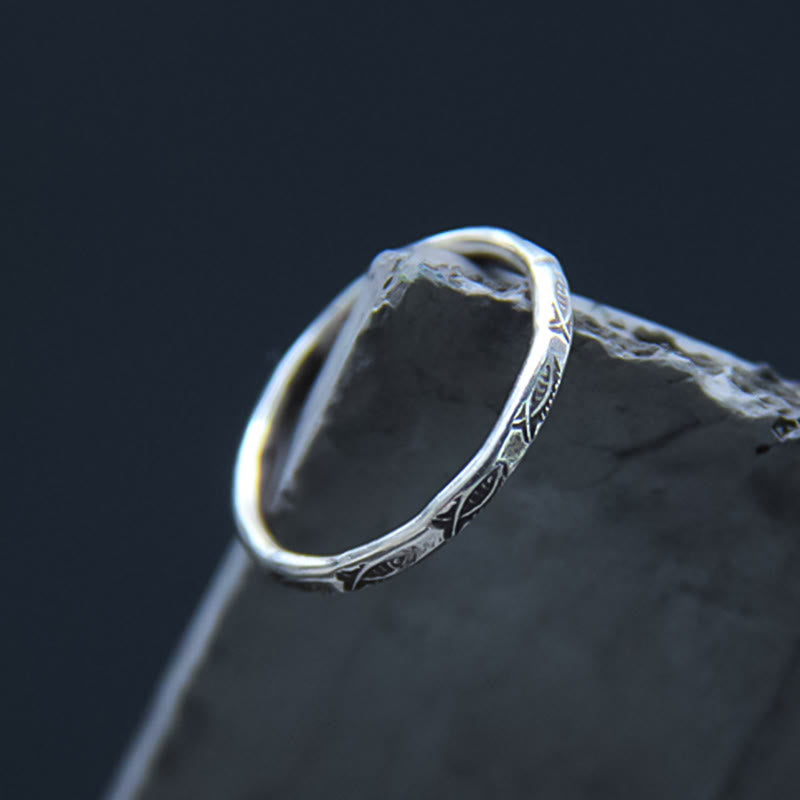 Bague porte-bonheur en argent sterling 925 Buddha Stones et poisson Koi - image 2