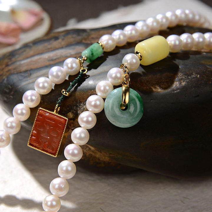 Bracelet en argent sterling 925 avec Buddha Stones Hetian et agate rouge, double bonheur, ambre, chance, quadruple tour
