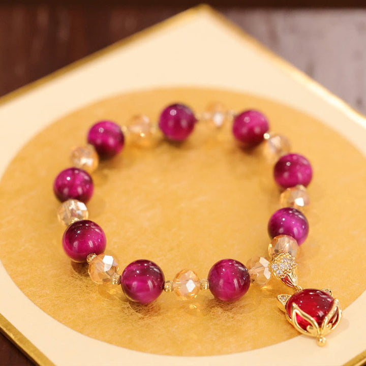 Bracelet de protection et de confiance en soi en œil de tigre rouge PiXiu Fox Buddha Stones - image 3