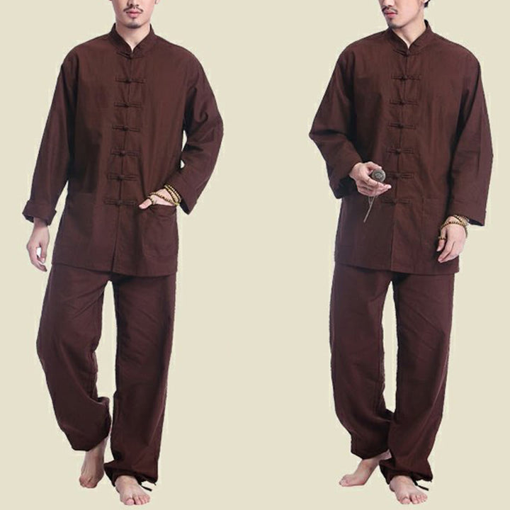 Ensemble pour homme en coton et lin avec boutons en forme de grenouille chinoise et Buddha Stones, méditation, prière, pratique spirituelle zen, yoga - image 15
