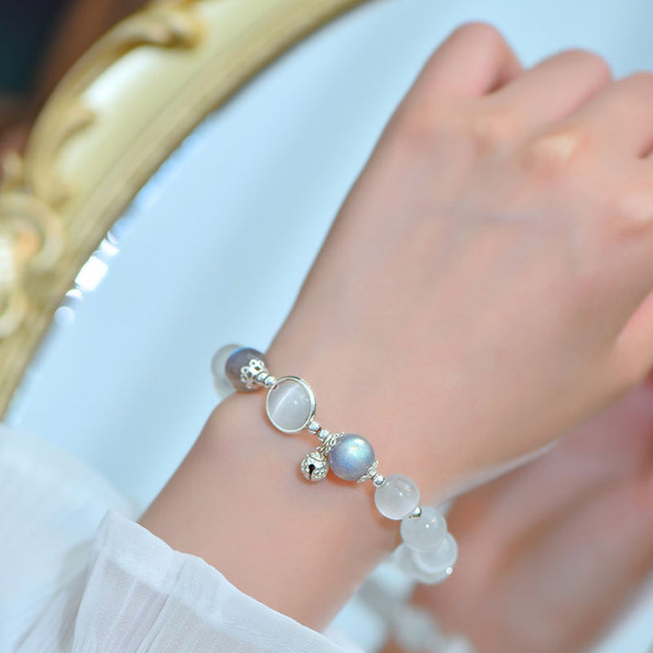 Bracelet de soutien d'amour en argent sterling 925 avec œil de chat et pierre de lune Buddha Stones