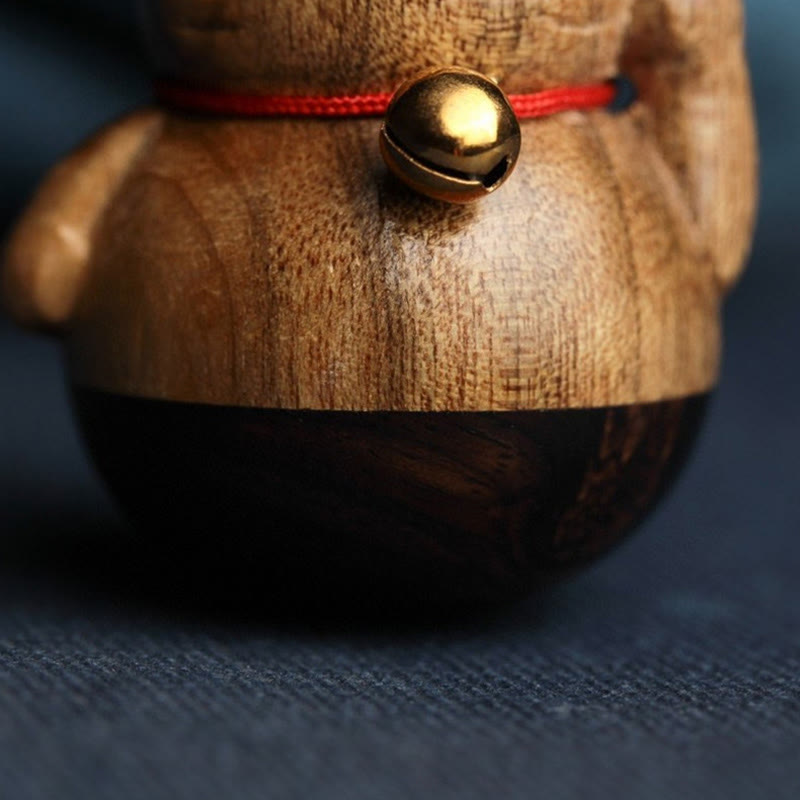 Buddha Stones Mini Chaton Porte-Bonheur Phoebe Zhennan Décoration de Bénédiction en Bois - image 15