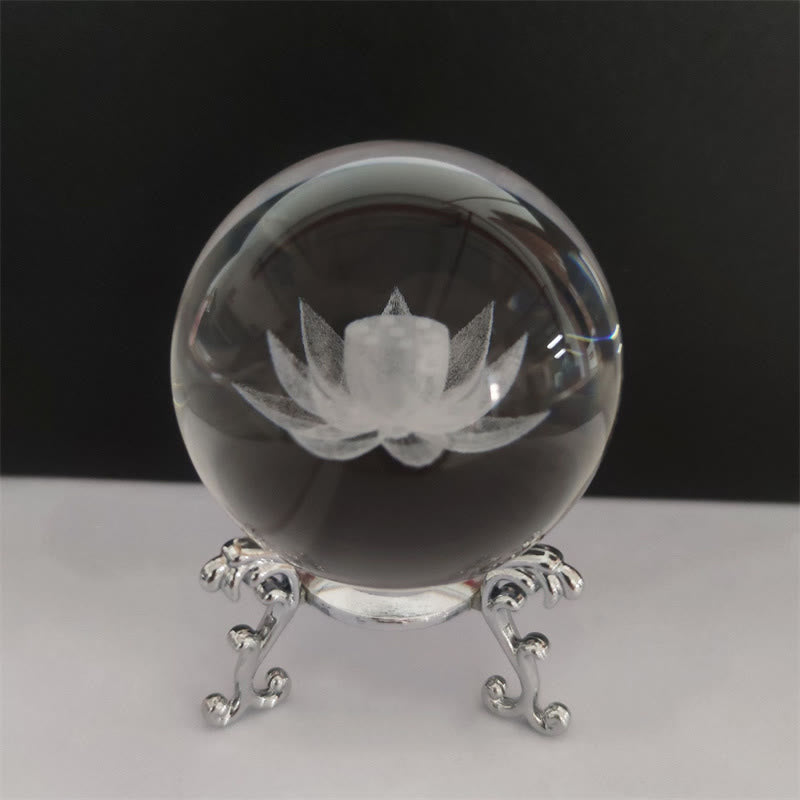 Décoration de bénédiction en cristal blanc avec dragon et lotus
