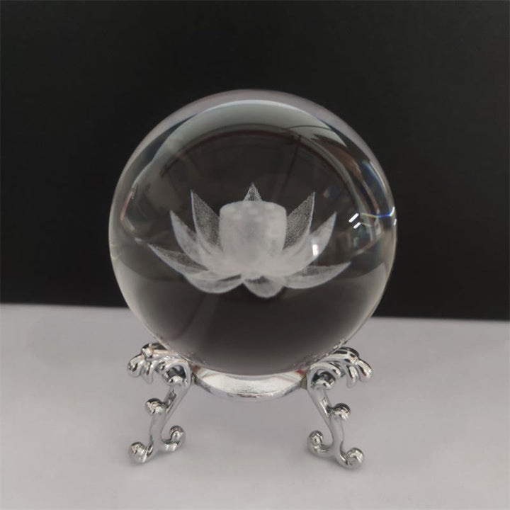 Décoration de bénédiction en cristal blanc avec dragon et lotus