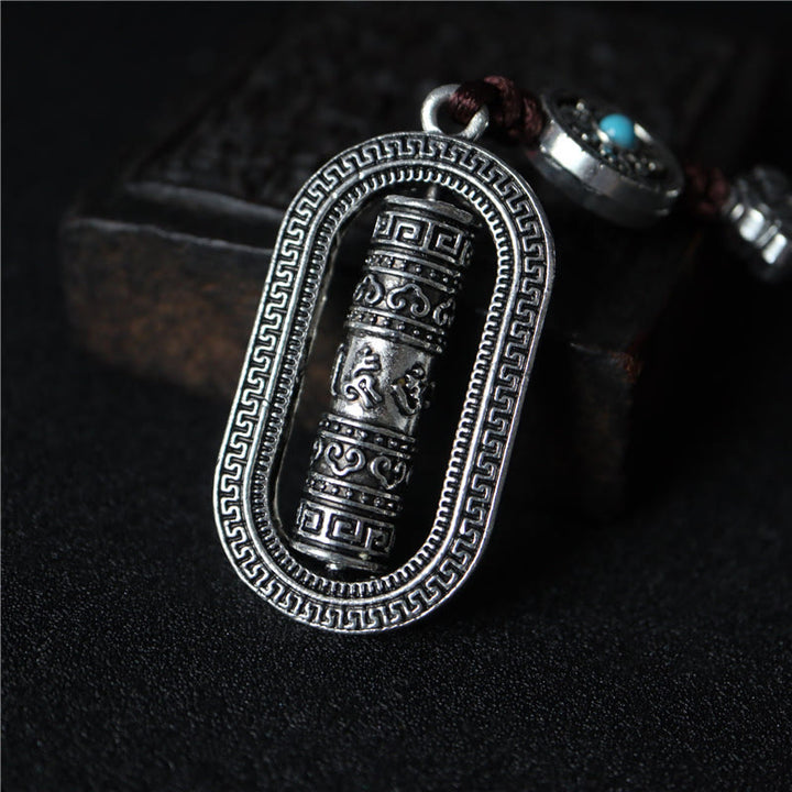 Buddha Stones Tibet Om Mani Padme Hum Roue de prière Paix Rotative Décoration à suspendre pour voiture