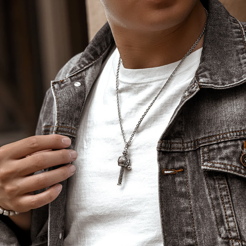 Collier pendentif rotatif en Buddha Stones tibétain Om Mani Padme Hum avec roue de prière Lotus Sagesse