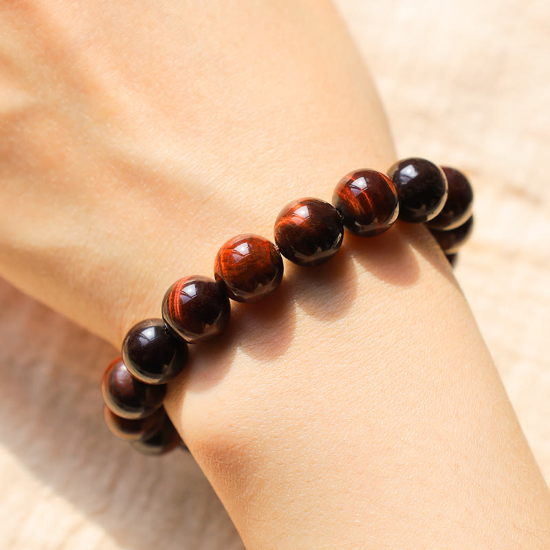 Bracelet de perles de guérison en œil de tigre naturel Buddha Stones - image 5