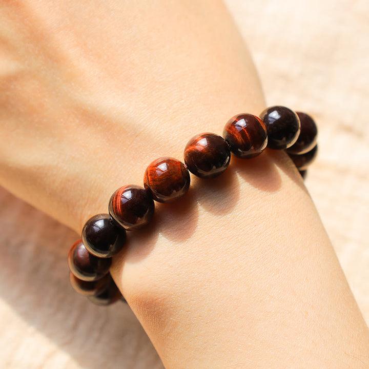 Bracelet de perles de guérison en œil de tigre naturel Buddha Stones - image 5