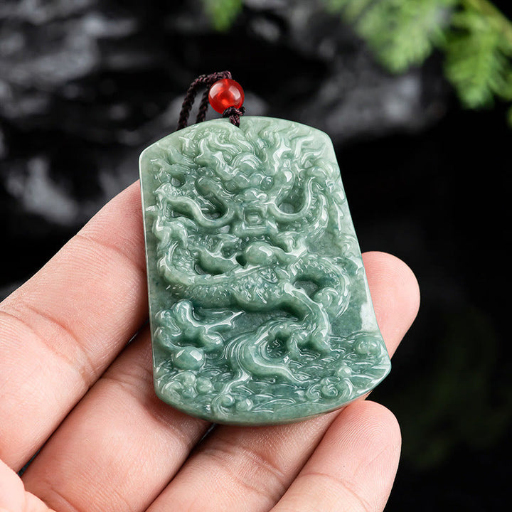 Collier pendentif en jade naturel avec Buddha Stones et signe du zodiaque chinois, dragon de la mer, porte-bonheur - image 3