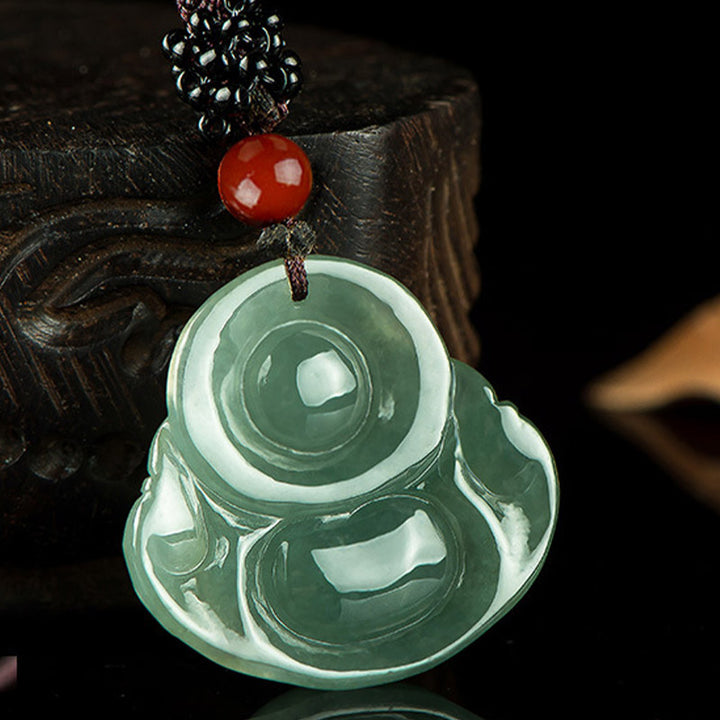 Collier pendentif en jade Bouddha rieur - image 6