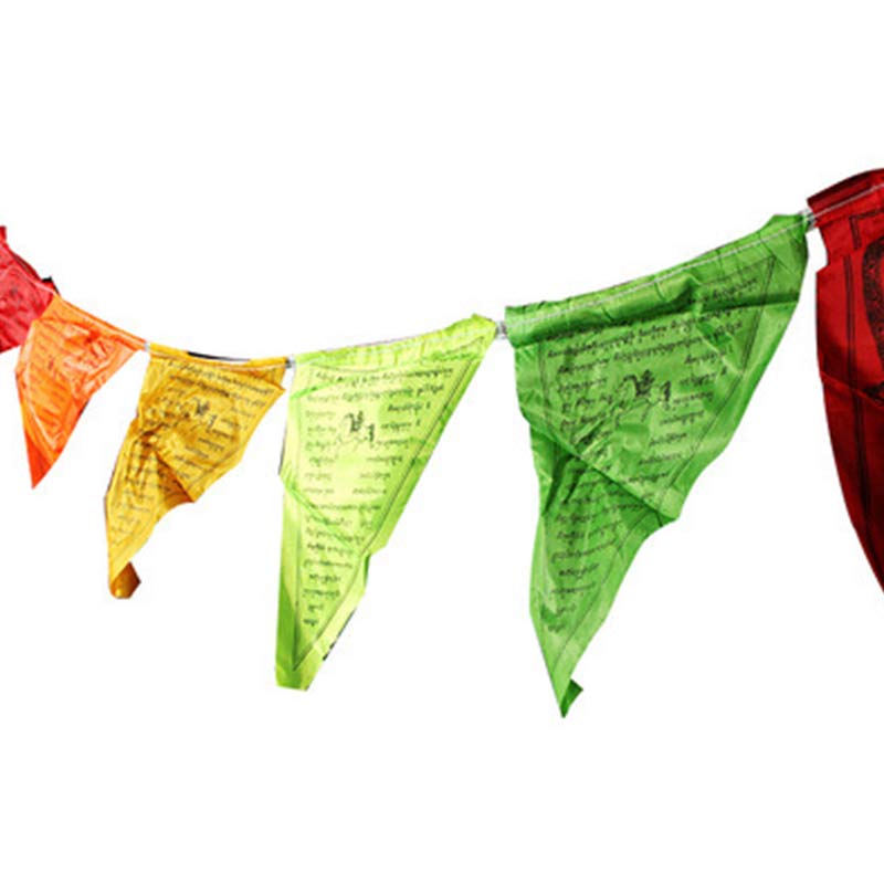 Décoration extérieure de 25 drapeaux de prière triangulaires de bénédiction tibétaine - image 9