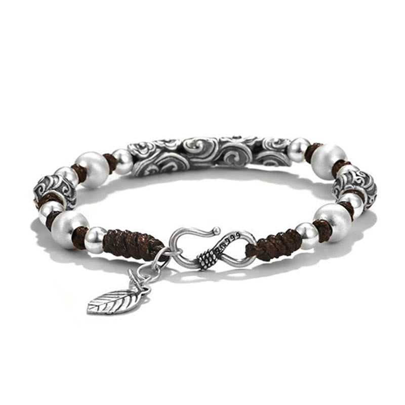 Bracelet en fil de richesse en argent sterling 999 fait main en cuivre et Buddha Stones du Tibet