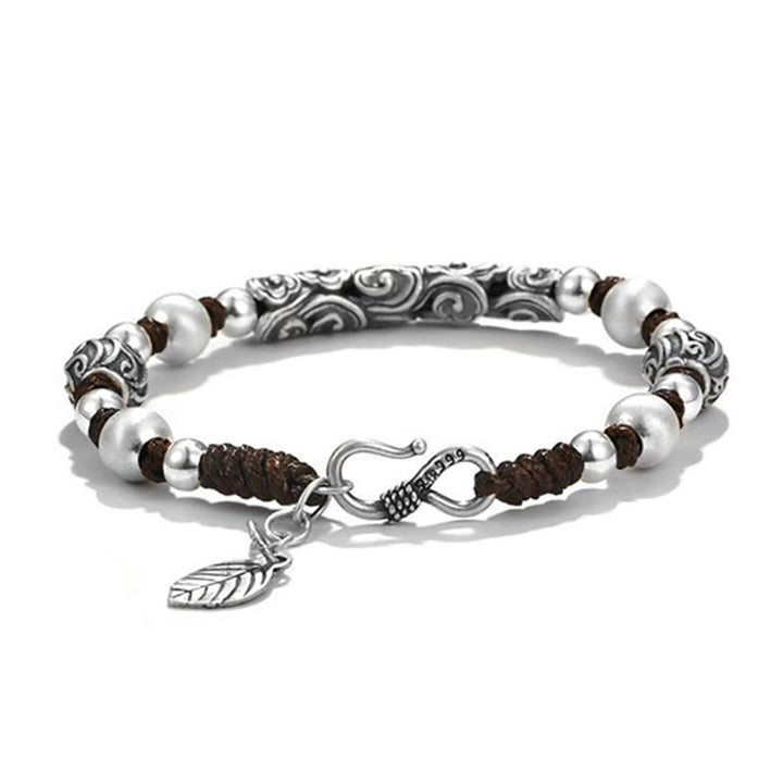 Bracelet en fil de richesse en argent sterling 999 fait main en cuivre et Buddha Stones du Tibet