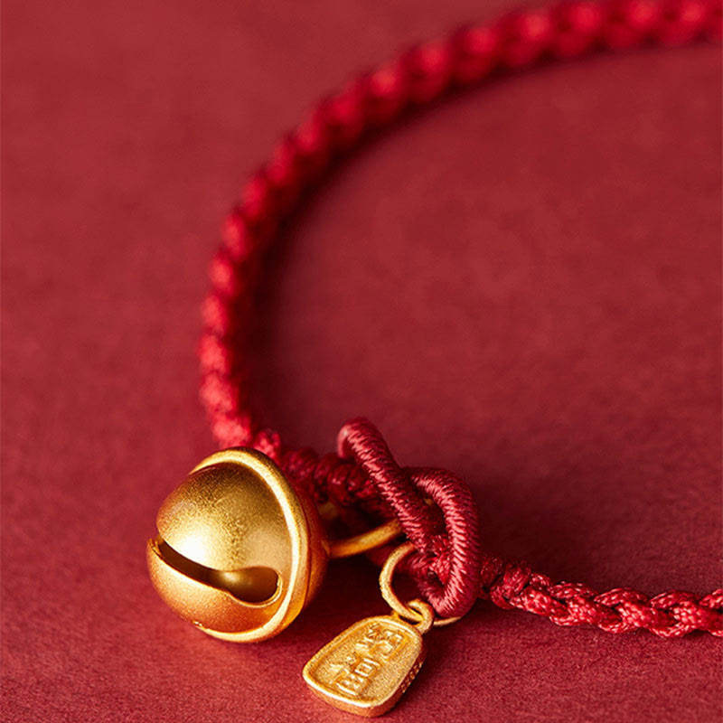 Bracelet en corde rouge avec breloque en forme de personnage Fu fait à la main en Buddha Stones