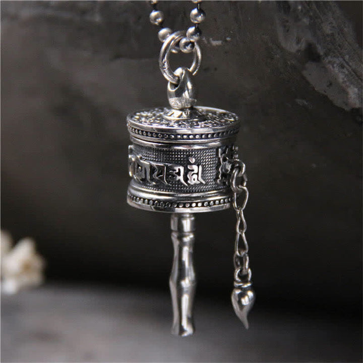Collier pendentif rotatif en argent sterling 925 Buddha Stones et roue de prière Om Mani Padme Hum - Pendentif Om Mani Padme Hum (uniquement) - Argent sterling 925 - image 1