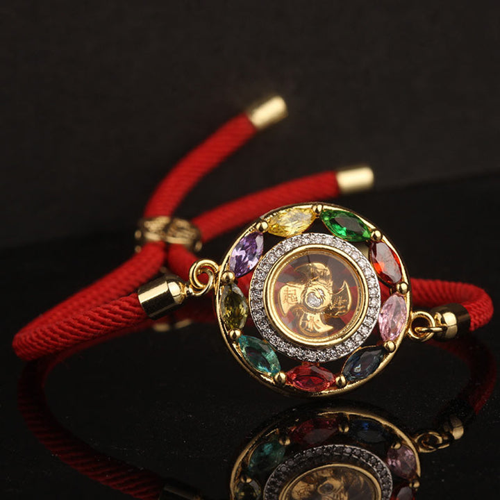 Collier pendentif en Buddha Stones colorées en cuivre et zircon pour la richesse et la chance