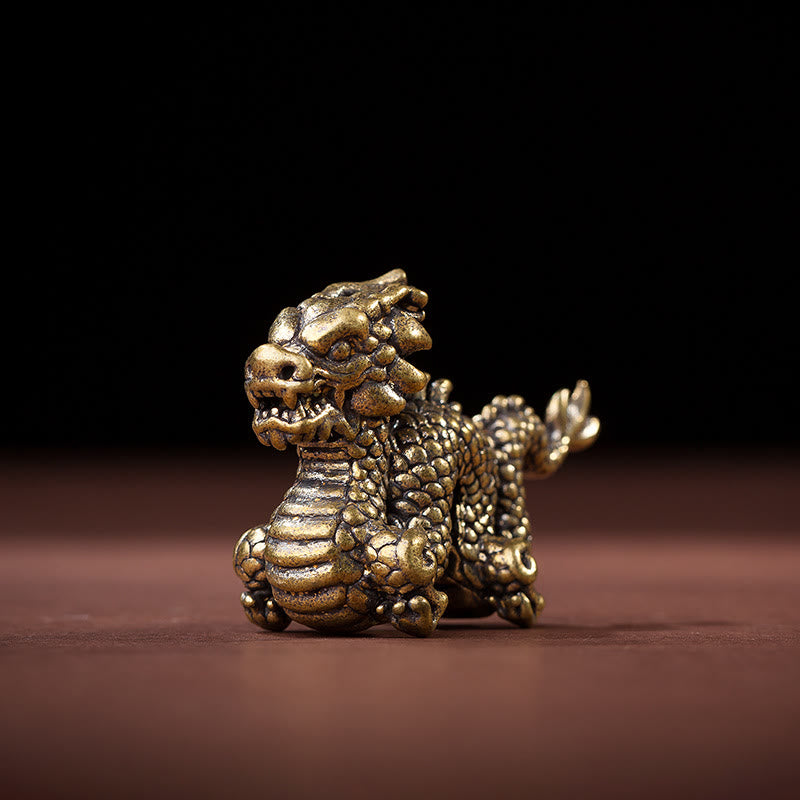 Buddha Stones Année du Dragon Petit Dragon en Laiton de Bon Augure Chance Succès Décoration de la Maison