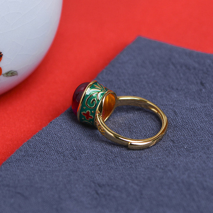 Bague courage en argent sterling 925 et corindon rouge Buddha Stones - image 11