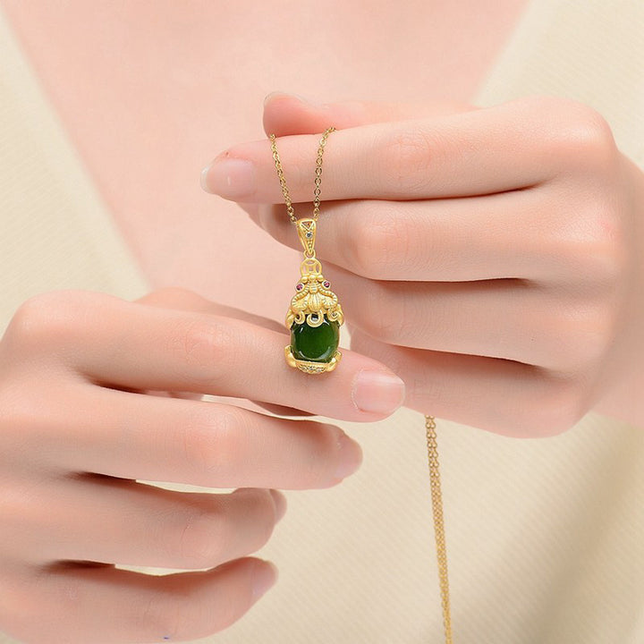 Collier d'équilibre PiXiu en jade naturel Buddha Stones