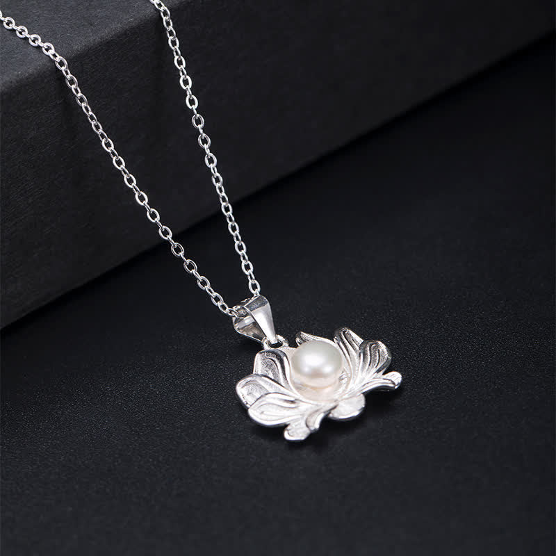Buddha Stones Argent Sterling 925 Collier Fleur de Lotus Perle Richesse Pendentif - image 6