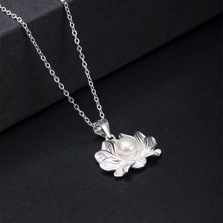 Buddha Stones Argent Sterling 925 Collier Fleur de Lotus Perle Richesse Pendentif - image 6