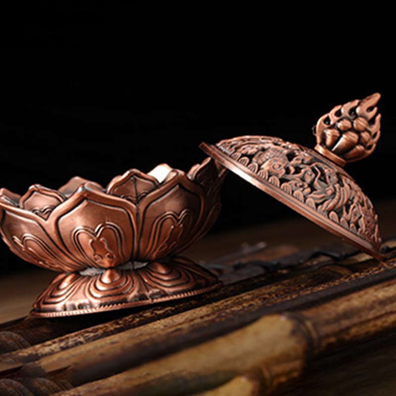 Brûleur d'encens purificateur en forme de lotus tibétain en Buddha Stones