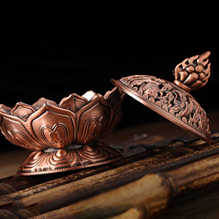 Brûleur d'encens purificateur en forme de lotus tibétain en Buddha Stones