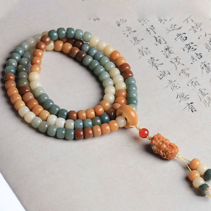 Bracelet Mala 108 Buddha Stones dégradé Bodhi Seed Green Tara Buddha gravé Peace Harmony