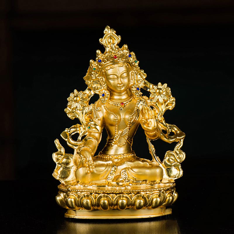 Statue de protection de l'espoir Bodhisattva Tara blanche plaquée or Décoration - image 1