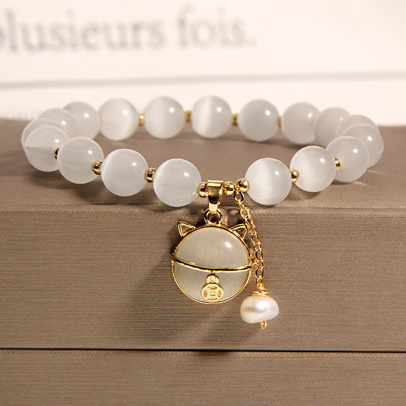 Bracelet à breloques en perles avec motif de chat et œil de chat en Buddha Stones - image 2