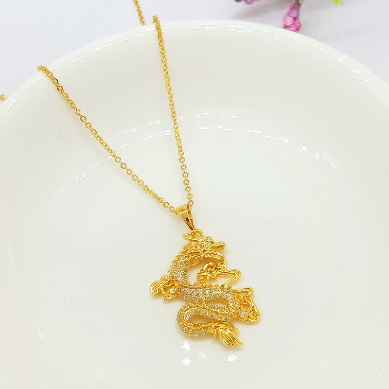 Collier pendentif protection dragon en or Buddha Stones - Dragon - image 1
