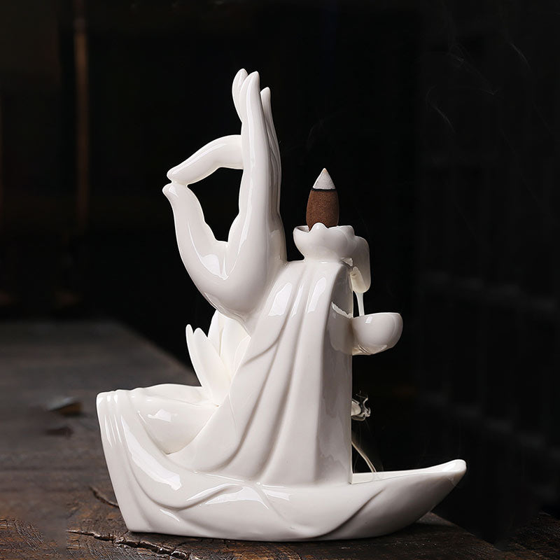 Pierres de Bouddha Brûleur d'encens tibétain avec bénédiction du lotus